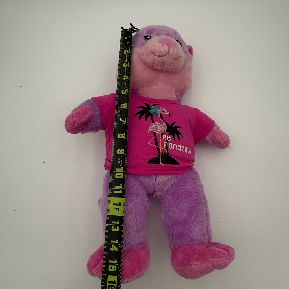 Build A Bear Plush Purple Otter Flamingo T‎ Shirt Be Flamazing Kids Toy EUC - Picture 10 of 10